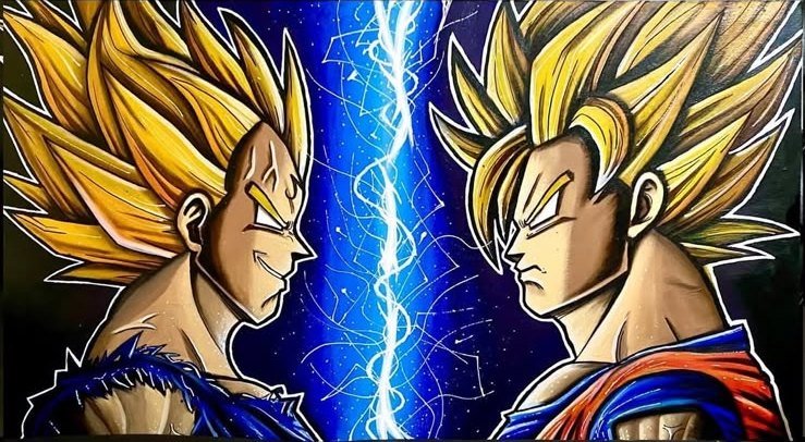 Goku vs. Vegeta, obra de Gonza Moreno